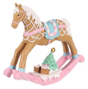 Ozdoba świąteczna Konik na biegunach, różowy, polyresin, 17 cm