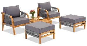 Meble ogrodowe z drewna akacjowego Mumbaj Terrace z pufami Garden Point