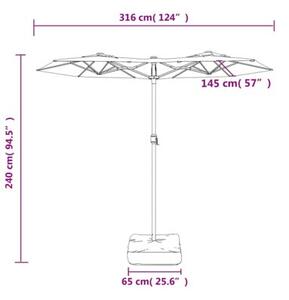 Podwójny parasol ogrodowy, czarny, 316x145 cm