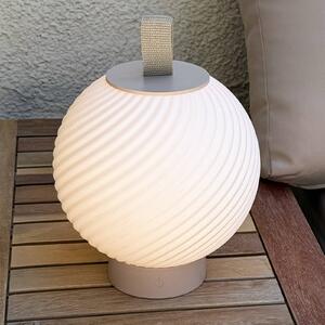 Briloner Lampa stołowa LED z akumulatorem Brilo unplugged Globe, beżowo-biała, IP44 możliwość ściemniania, kremowy / amber, przedpokój, tworzywo sztuczne, nowoczesny