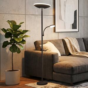 Briloner Lampa stojąca Sira, możliwość ściemniania, czarny, biuro, metal, nowoczesny