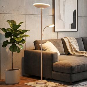 Briloner Lampa stojąca Sira, możliwość ściemniania, kremowy / amber, biuro, metal, nowoczesny