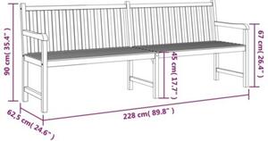 Ławka ogrodowa, 228 cm, lite drewno tekowe
