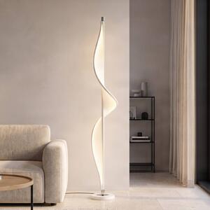 Lampa stojąca Edano Lucande, możliwość ściemniania, biały / opal, salon / jadalnia, tkanina / materiał / jedwab, nowoczesny