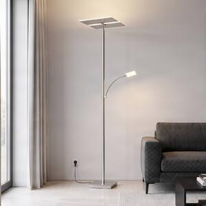 Lampa stojąca LED Parthena Lucande, możliwość ściemniania, aluminiowy / szary / cynkowy, salon / jadalnia, metal, nowoczesny