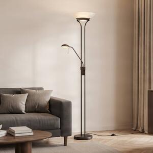 Lampa stojąca LED Yveta Lindby, możliwość ściemniania, brązowy / rdzawy, salon / jadalnia, metal, dworkowy / rustykalny