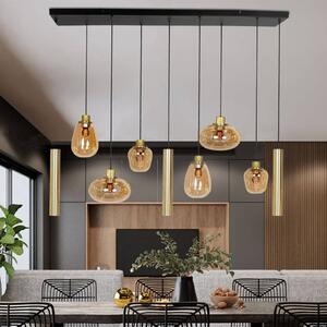 Steinhauer Lampa wisząca szklana Reflexion, możliwość ściemniania, mosiężny / złoty, salon / jadalnia, szkło
