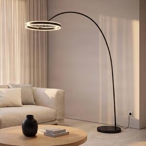 Lampa łukowa - lampa stojąca Yekta Lucande, możliwość ściemniania, czarny, salon / jadalnia, metal, design