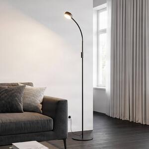 Lampa stojąca Maori Lindby, możliwość ściemniania, czarny, biuro, metal, nowoczesny
