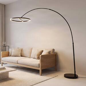 Lampa łukowa - lampa stojąca Virvera Lucande, czarny, salon / jadalnia, aluminium, nowoczesny