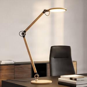 Lampa biurkowa LED Nyxaris Lindby, możliwość ściemniania, mosiężny / złoty, biuro, tworzywo sztuczne, nowoczesny
