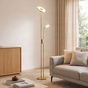 Lampa stojąca LED Seppa Lindby, możliwość ściemniania, mosiężny / złoty, salon / jadalnia, metal, nowoczesny