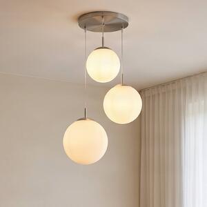 Lampa wisząca szklana Heleska Lindby, możliwość ściemniania, biały / opal, salon / jadalnia, metal, nowoczesny