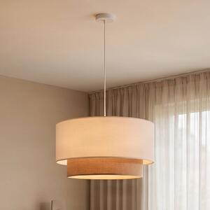 Lampa wisząca Boho Duolla, możliwość ściemniania, kremowy / amber, salon / jadalnia, tkanina / materiał / jedwab, dworkowy / rustykalny