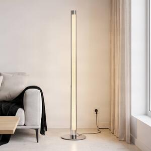 Lampa stojąca LED Hadis Lindby, możliwość ściemniania, chromowy / srebrny, salon / jadalnia, tworzywo sztuczne, nowoczesny