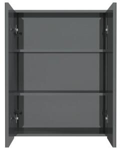 Szafka łazienkowa z lustrem 60x15x75 cm, mdf, szary z połyskiem