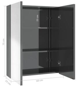 Szafka łazienkowa z lustrem 60x15x75 cm, mdf, szary z połyskiem