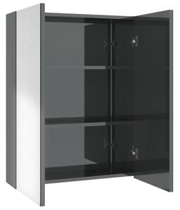 Szafka łazienkowa z lustrem 60x15x75 cm, mdf, szary z połyskiem