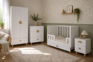 Zestaw mebli niemowlęcych Cozy LOFT Baby biały – łóżeczko, komoda, szafa, szafka