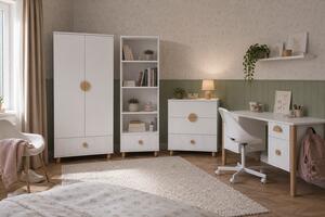 Zestaw mebli młodzieżowych Cozy LOFT Junior biały - szafa, regał, komoda, biurko