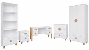 Zestaw mebli młodzieżowych Cozy LOFT Junior biały - szafa, regał, komoda, biurko, szafka nocna
