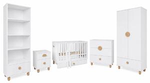 Zestaw mebli niemowlęcych Cozy LOFT Baby biały - szafa, regał, komoda, łóżeczko, szafka nocna