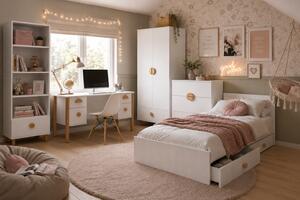 Zestaw mebli młodzieżowych Cozy LOFT Young biały - Łóżko 160x80, szafa, regał, komoda, biurko