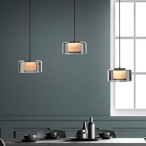 Paul Neuhaus Lampa wisząca szklana Rika, możliwość ściemniania, czarny, salon / jadalnia, szkło, nowoczesny