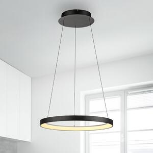 Paul Neuhaus Lampa wisząca Hoop, możliwość ściemniania, czarny, salon / jadalnia, metal, nowoczesny
