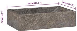 Umywalka, 45x30x12 cm, marmurowa, szara na wysoki połysk
