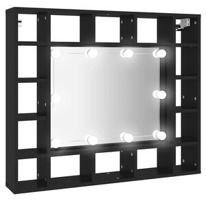 Szafka z lustrem i oświetleniem LED, czarna, 91x15x76,5 cm
