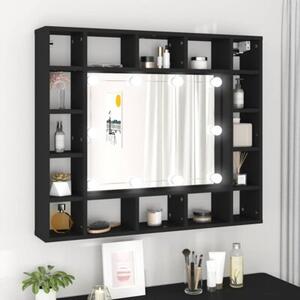 Szafka z lustrem i oświetleniem LED, czarna, 91x15x76,5 cm