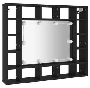 Szafka z lustrem i oświetleniem LED, czarna, 91x15x76,5 cm