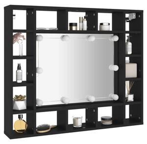 Szafka z lustrem i oświetleniem LED, czarna, 91x15x76,5 cm