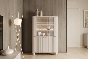 Witryna Vesper 103 cm czterodrzwiowa - kaszmir / złote uchwyty / nogi kule