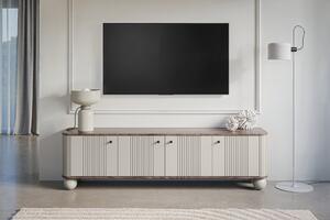 Szafka RTV Vesper 4D 187 cm - kaszmir / orzech / czarne uchwyty / nogi kule