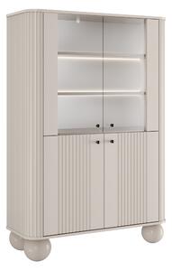 Witryna Vesper 103 cm czterodrzwiowa - kaszmir / czarne uchwyty / nogi kule