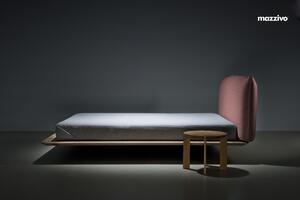 NUVOLA nowoczesne łóżko z litego drewna z tapicerowanym zagłówkiem