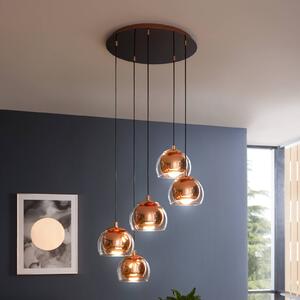 EGLO Lampa wisząca Rocamar 1, możliwość ściemniania, miedziany, salon / jadalnia, szkło, nowoczesny