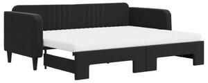Sofa rozsuwana z materacami, czarna, 90x200 cm, aksamit