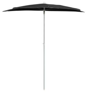 Półokrągły parasol ogrodowy na słupku, 180x90 cm, czarny