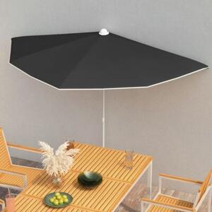 Półokrągły parasol ogrodowy na słupku, 180x90 cm, czarny