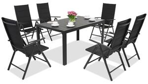 Meble ogrodowe aluminiowe polywood Verona dla 6 osób Garden Point czarne