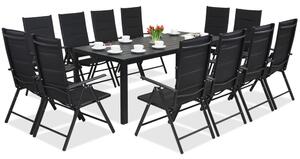 Meble ogrodowe aluminiowe polywood z dużym stołem Verona dla 12 osób Garden Point czarne