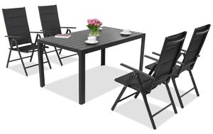 Meble ogrodowe aluminiowe polywood Verona dla 4 osób Garden Point czarne