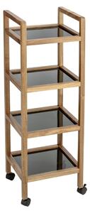 Czarno-naturalny regał łazienkowy z litego drewna akacjowego 35x101,5 cm Fondi – Wenko
