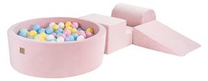 Różowy aksamitny piankowy plac zabaw 4 szt. wysokość 30 cm 225x90 cm Montessori – Meowbaby