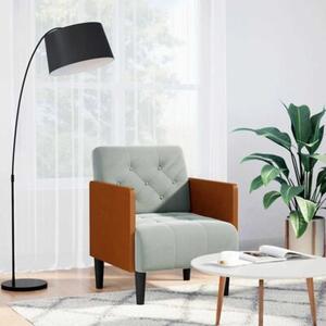 Sofa fotel z podÅokietnikami jasnoszary 55 cm aksamit