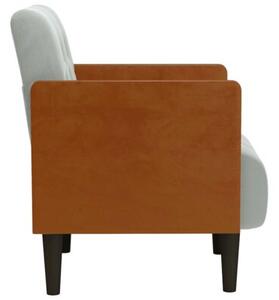 Sofa fotel z podÅokietnikami jasnoszary 55 cm aksamit