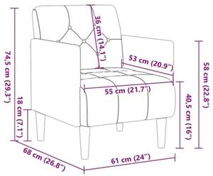 Sofa fotel z podÅokietnikami jasnoszary 55 cm aksamit